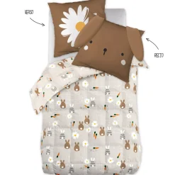Trapunta stampata per bambini e una federa (140 x 200 cm) Pompon Marrone