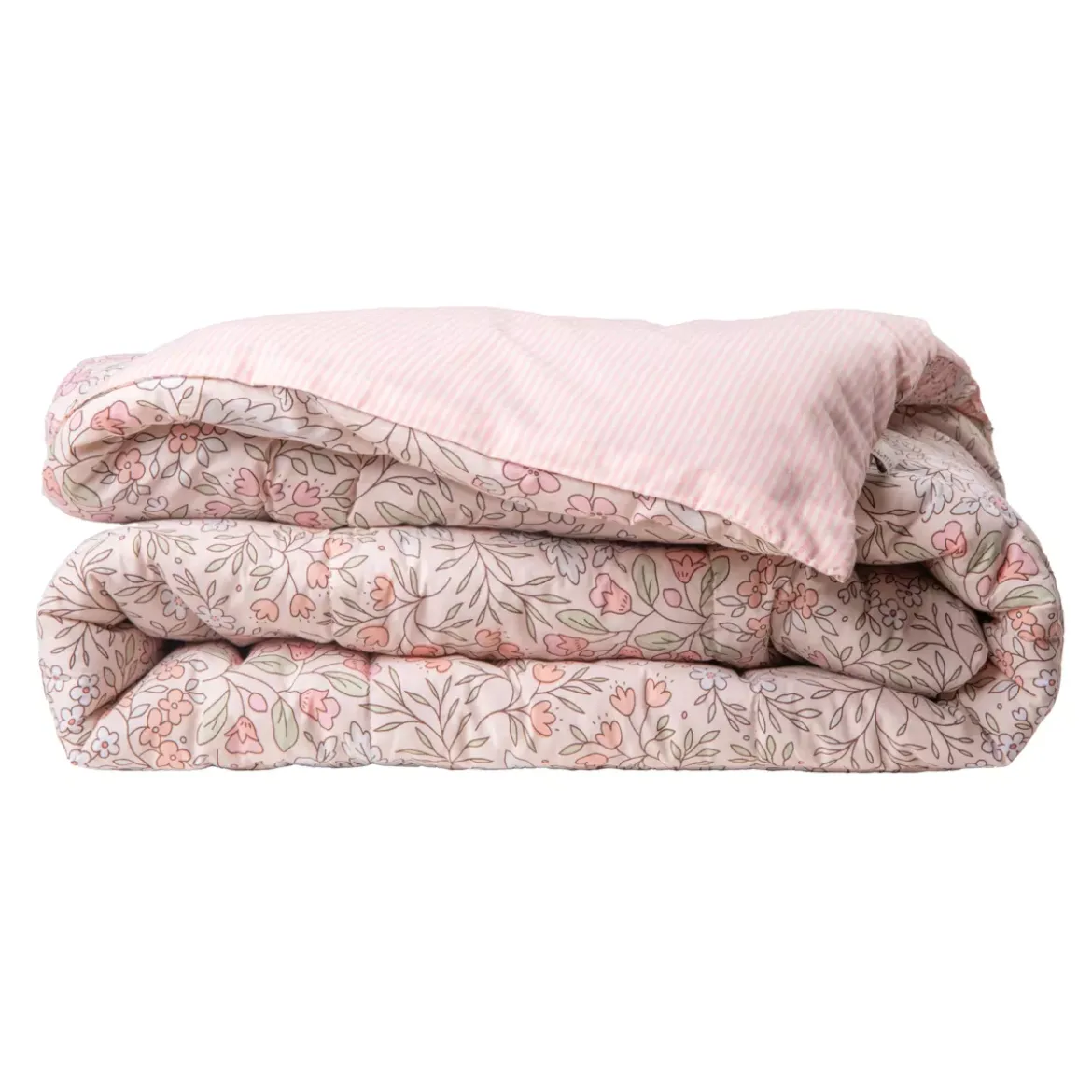 Trapunta stampata per bambini e una federa in cotone (140 x 200 cm) Pimprenelle Rosa