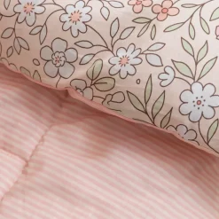 Trapunta stampata per bambini e una federa in cotone (140 x 200 cm) Pimprenelle Rosa