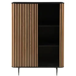 Vetrina alta a 3 livelli in rovere massiccio (98 x 135 cm) Rytm Nero