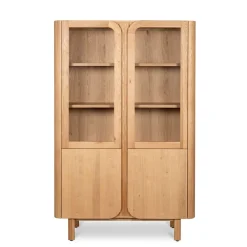 Vetrina 4 ante in rovere massiccio (120 x 190 cm) Oakland Naturale