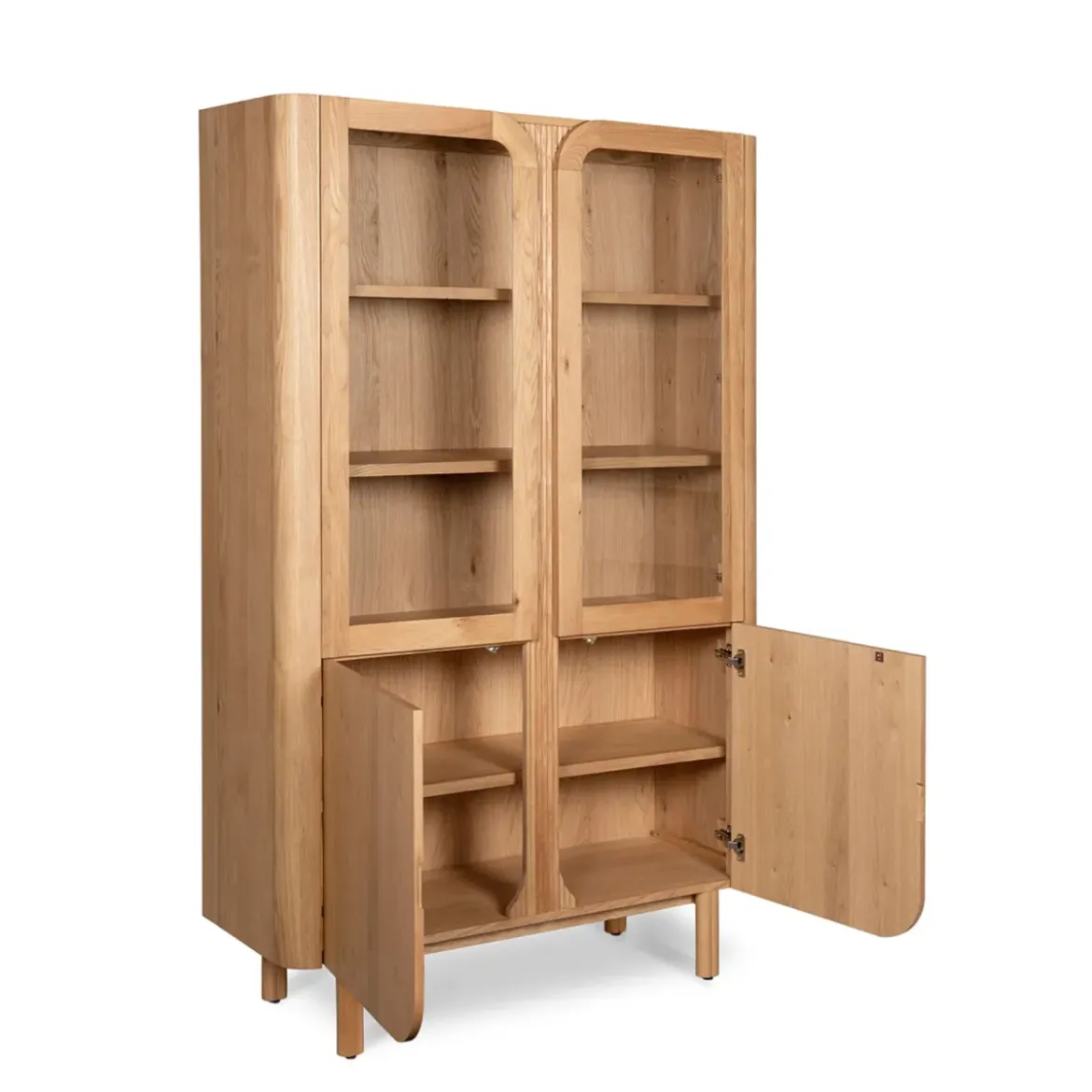 Vetrina 4 ante in rovere massiccio (120 x 190 cm) Oakland Naturale