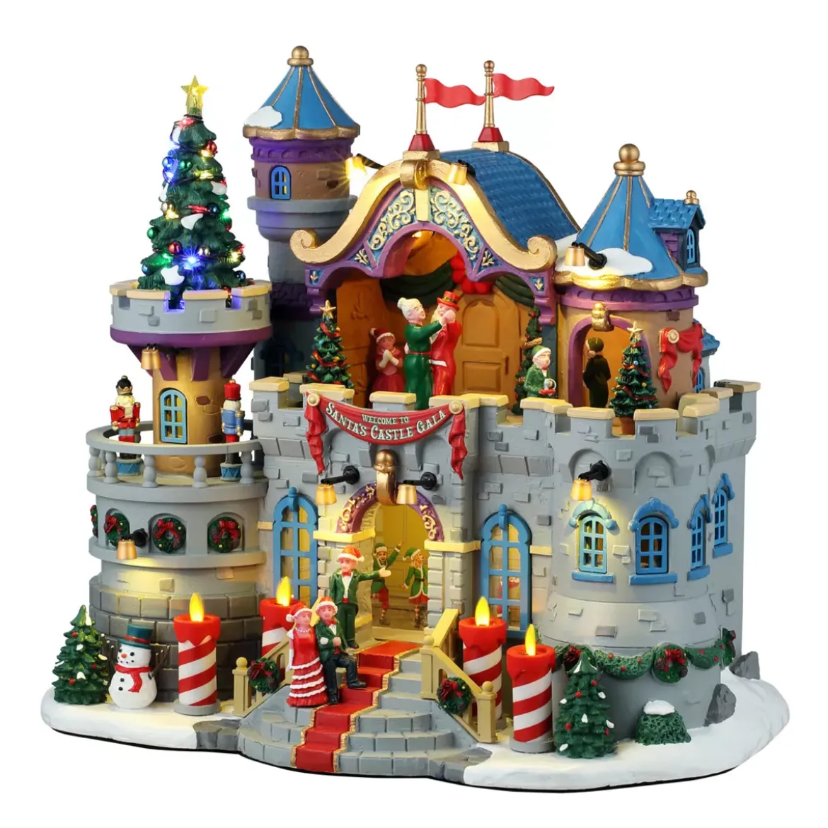 Villaggio di Natale Lemax luminoso, musicale e animato Gala al castello di Babbo Natale