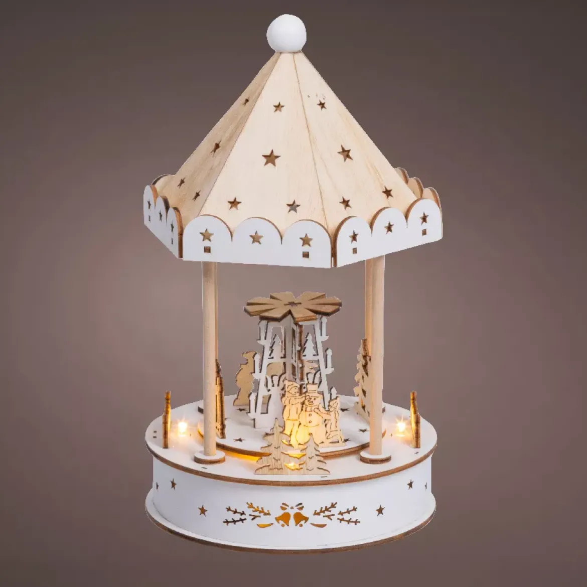 Villaggio di Natale luminoso, animato e musicale a pile (H26 cm) Chiosco