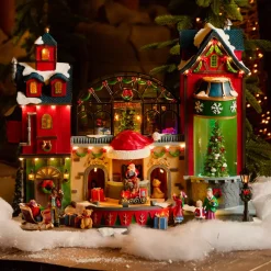 Villaggio di Natale luminoso, animato e musicale La fabbrica dei giocattoli