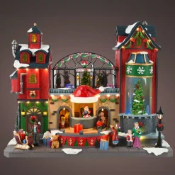 Villaggio di Natale luminoso, animato e musicale La fabbrica dei giocattoli