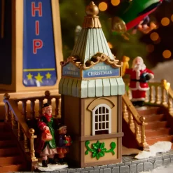 Villaggio di Natale luminoso, animato e musicale (H47 cm) Giostra aerei