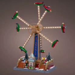 Villaggio di Natale luminoso, animato e musicale (H47 cm) Giostra aerei