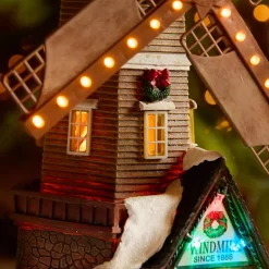 Villaggio di Natale luminoso, animato e musicale (H34 cm) Mulino e bambini