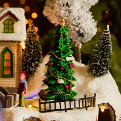 Villaggio di Natale luminoso, animato e musicale (H33 cm) Chiesa e cantanti