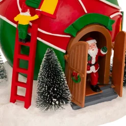 Villaggio di Natale musicale e animato a pile (H22 cm) Capanna di Babbo Natale