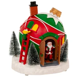 Villaggio di Natale musicale e animato a pile (H22 cm) Capanna di Babbo Natale