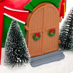 Villaggio di Natale musicale e animato a pile (H22 cm) Capanna di Babbo Natale