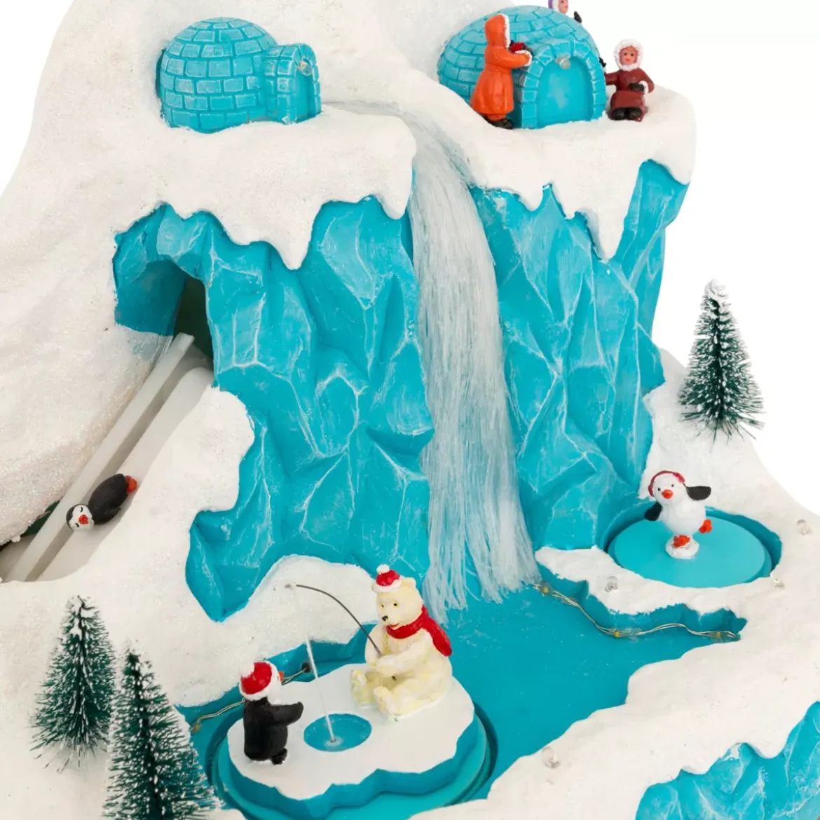 Villaggio di Natale musicale e animato (H26 cm) Banchisa dei pinguini