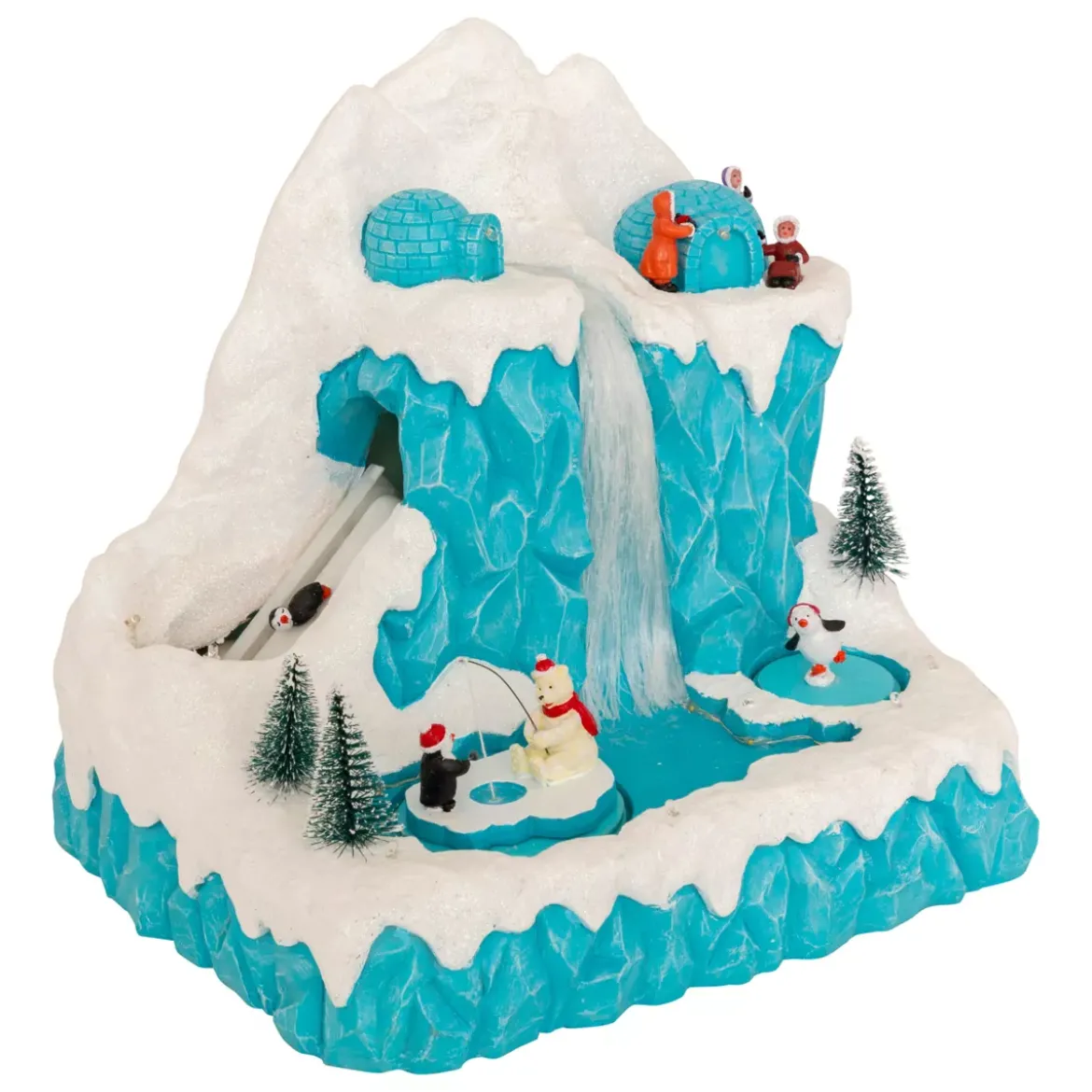 Villaggio di Natale musicale e animato (H26 cm) Banchisa dei pinguini