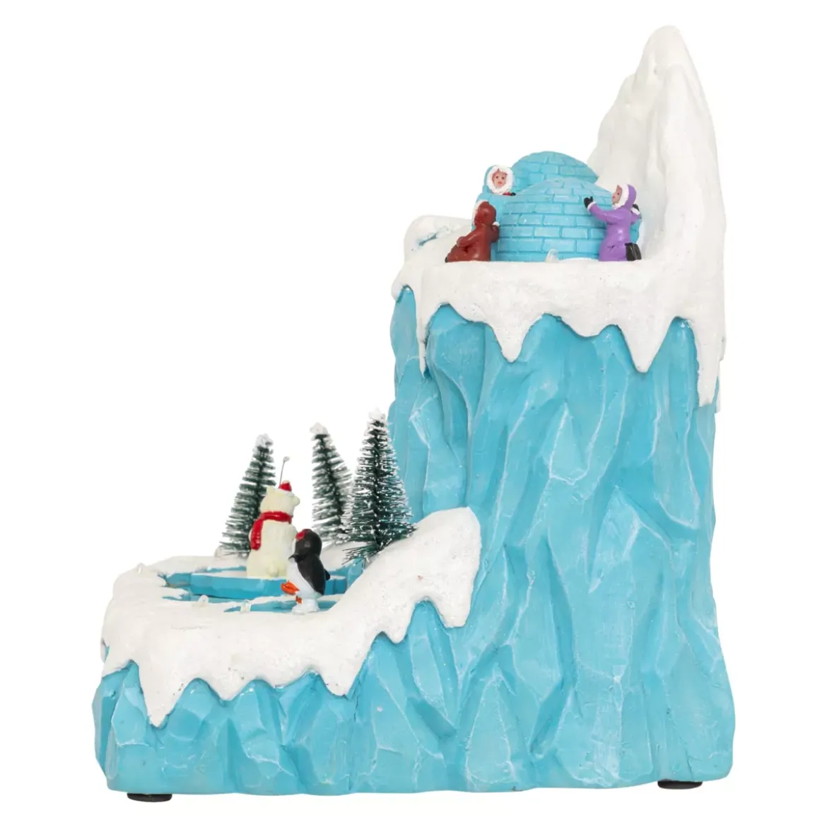 Villaggio di Natale musicale e animato (H26 cm) Banchisa dei pinguini