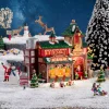 Villagio di Natale Lemax a pile e luminoso La scuderia delle renne di Babbo Natale