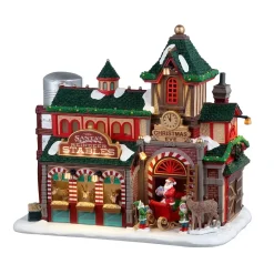 Villagio di Natale Lemax a pile e luminoso La scuderia delle renne di Babbo Natale