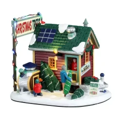Villagio di Natale Lemax luminoso a pile Tiny house tra gli abeti