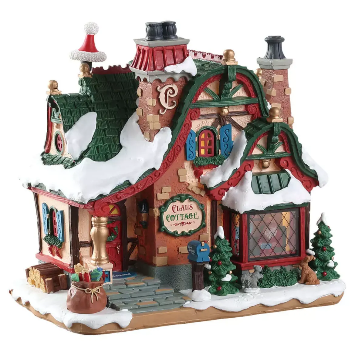 Villagio di Natale Lemax luminoso a pile Casa di Babbo Natale